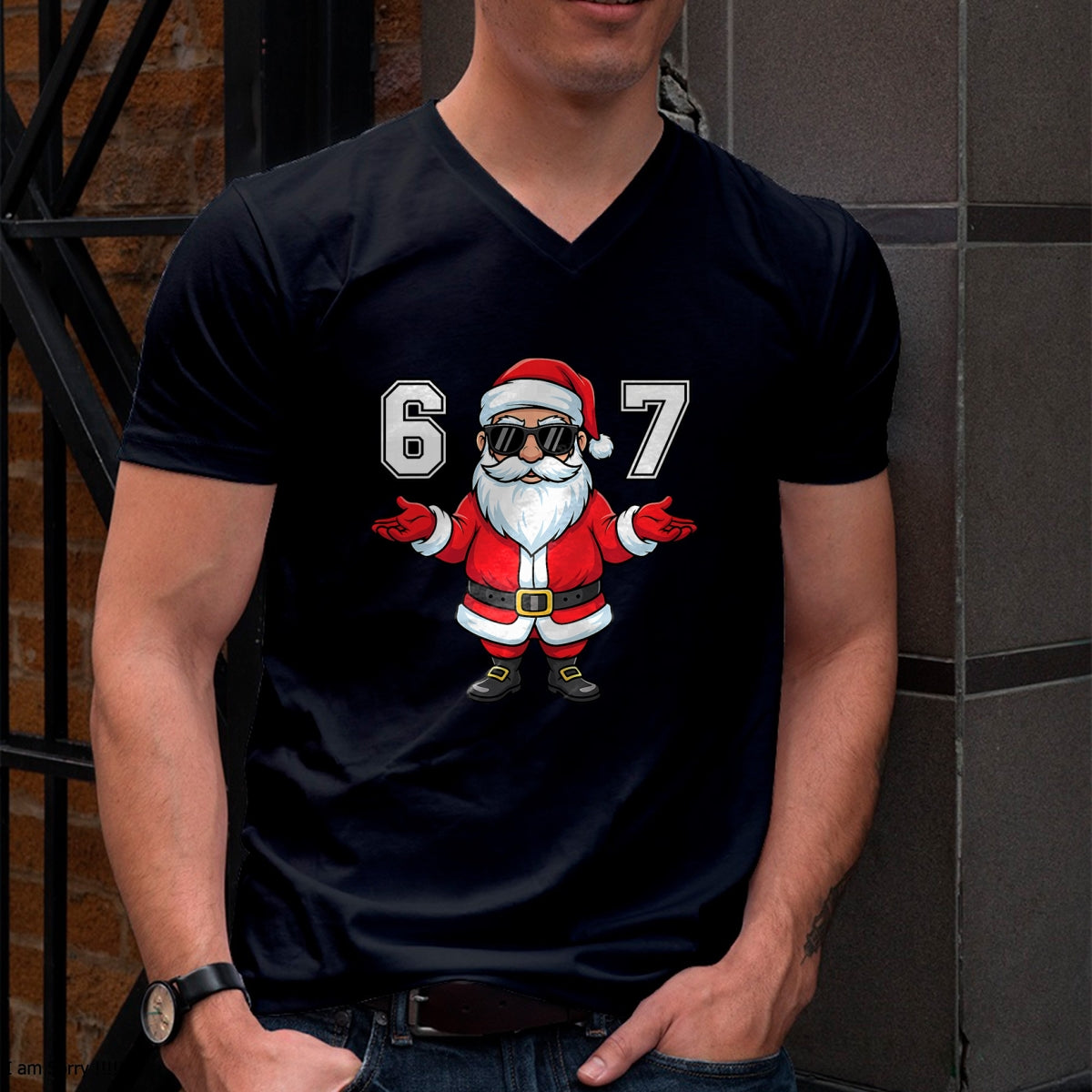 67 Meme Six Seven 6 7 Funny Santa Matching Xmas 67 Christmas T-Shirt - Christmas Unisex T-Shirt/Hoodie/Sweatshirt - SNOW00
