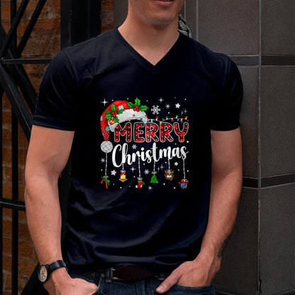 Merry Christmas Red Santa Hat Reindeer Xmas Matching Family T-Shirt - Christmas Unisex T-Shirt/Hoodie/Sweatshirt - SNOW00