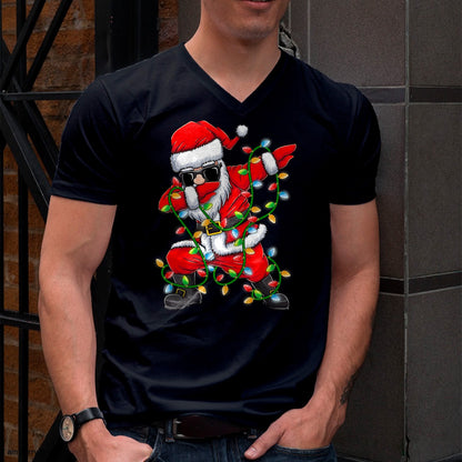Dabbing Santa Xmas Lights Girls Boys Kids Christmas Gifts T-Shirt - Christmas Unisex T-Shirt/Hoodie/Sweatshirt - SNOW00