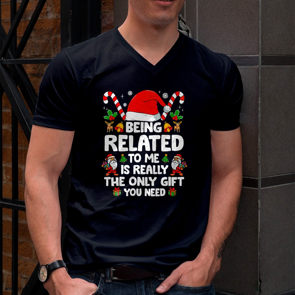 Being Related To Me Funny Christmas Family Xmas Pajamas T-Shirt - Christmas Unisex T-Shirt/Hoodie/Sweatshirt - SNOW00