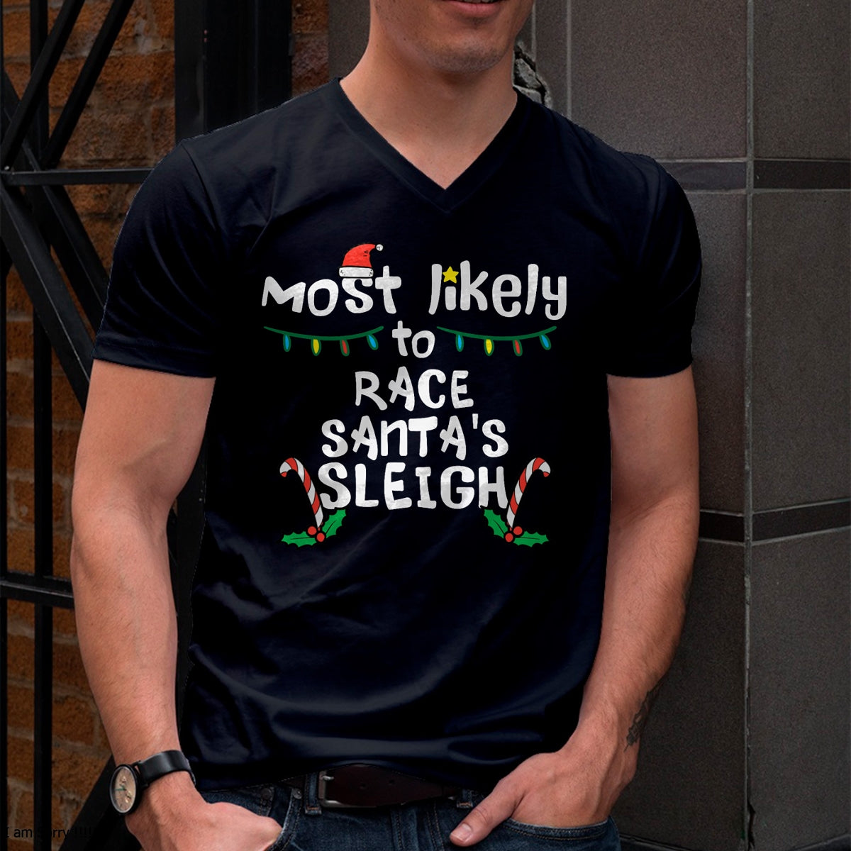 Most Likely Race Santa Sleigh Christmas Xmas Family Boys Men T-Shirt - Christmas Unisex T-Shirt/Hoodie/Sweatshirt - SNOW00
