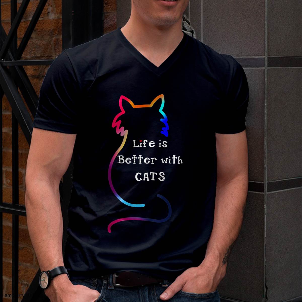 Cat Life is Better with Cats Colorful T-Shirt