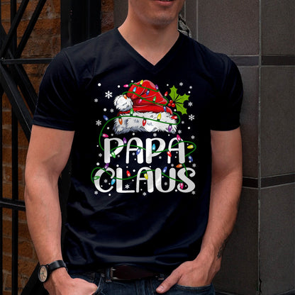 Papa Claus Christmas Lights Pajama Family Matching T-Shirt - Christmas Unisex T-Shirt/Hoodie/Sweatshirt - SNOW00