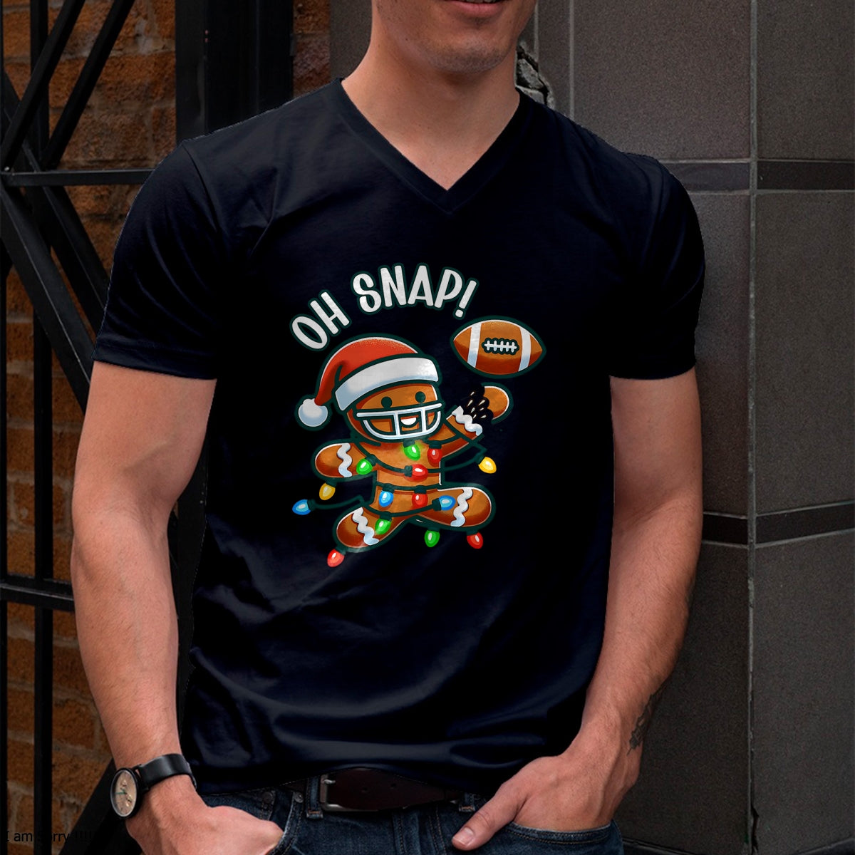 Funny Gingerbread Man Pajamas & PJs Xmas Holiday Oh Snap Gingerbreadman Christmas Football T-Shirt - Christmas Unisex T-Shirt/Hoodie/Sweatshirt - SNOW00