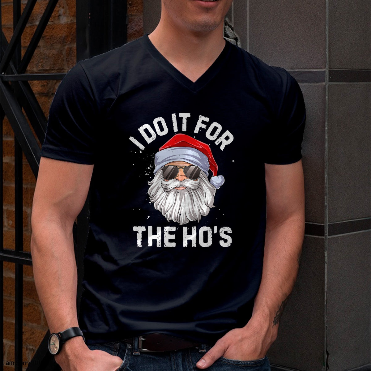 I Do It For The Ho's Funny Inappropriate Christmas Men Short Sleeve Santa T-Shirt - Christmas Unisex T-Shirt/Hoodie/Sweatshirt - SNOW00