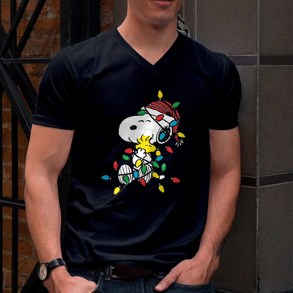 Peanuts - Snoopy Woodstock Christmas Lights T-Shirt - Christmas Unisex T-Shirt/Hoodie/Sweatshirt - SNOW00
