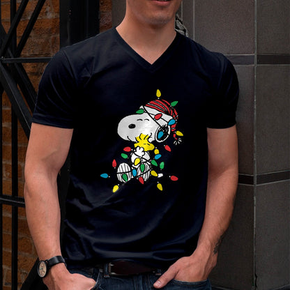 Peanuts - Snoopy Woodstock Christmas Lights T-Shirt - Christmas Unisex T-Shirt/Hoodie/Sweatshirt - SNOW00