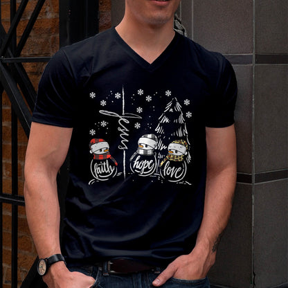 Faith Hope Love Jesus Snowman Plaid Leopard Christmas Gift T-Shirt - Christmas Unisex T-Shirt/Hoodie/Sweatshirt - SNOW00