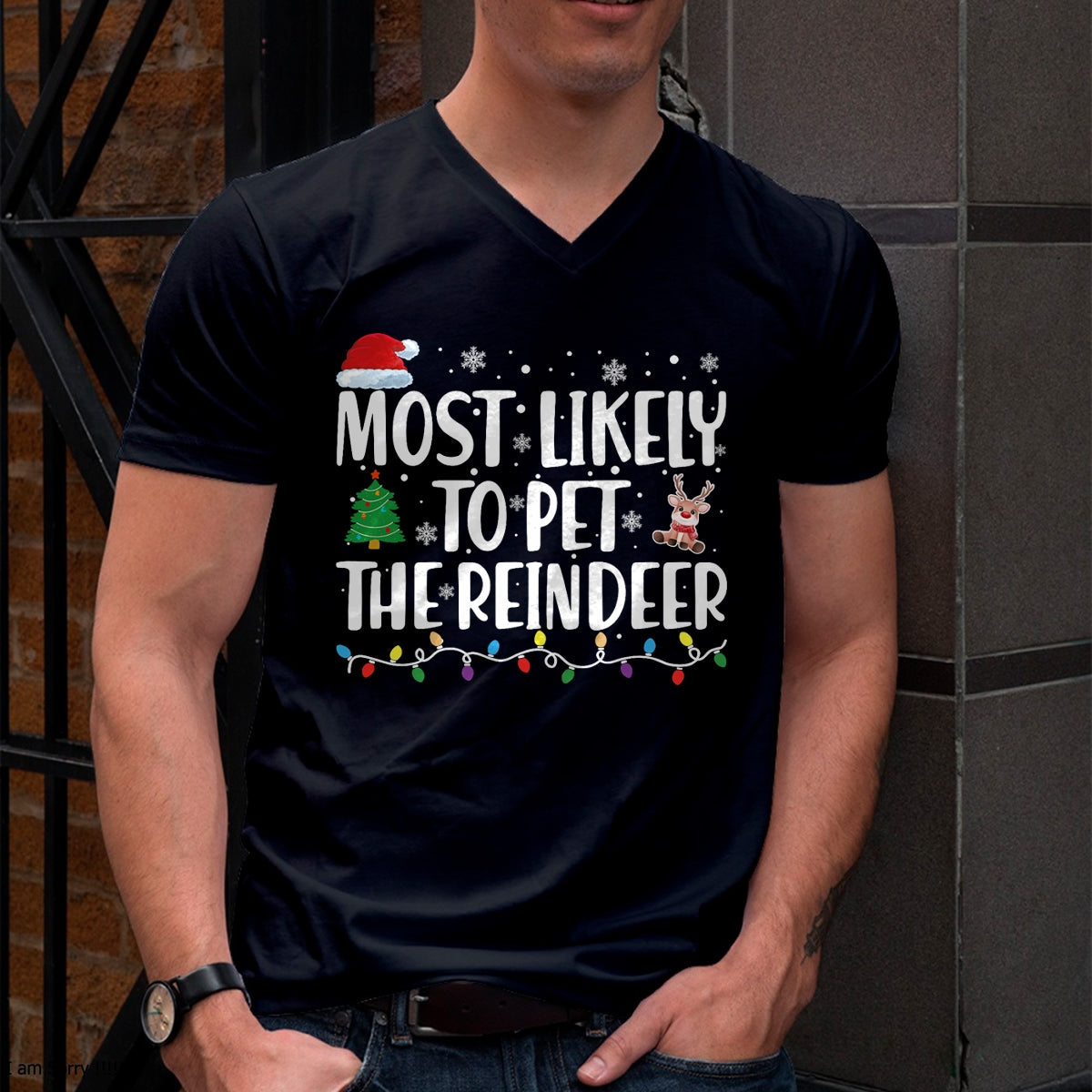 Most Likely To Pet The Reindeer Family Matching Christmas T-Shirt - Christmas Unisex T-Shirt/Hoodie/Sweatshirt - SNOW00
