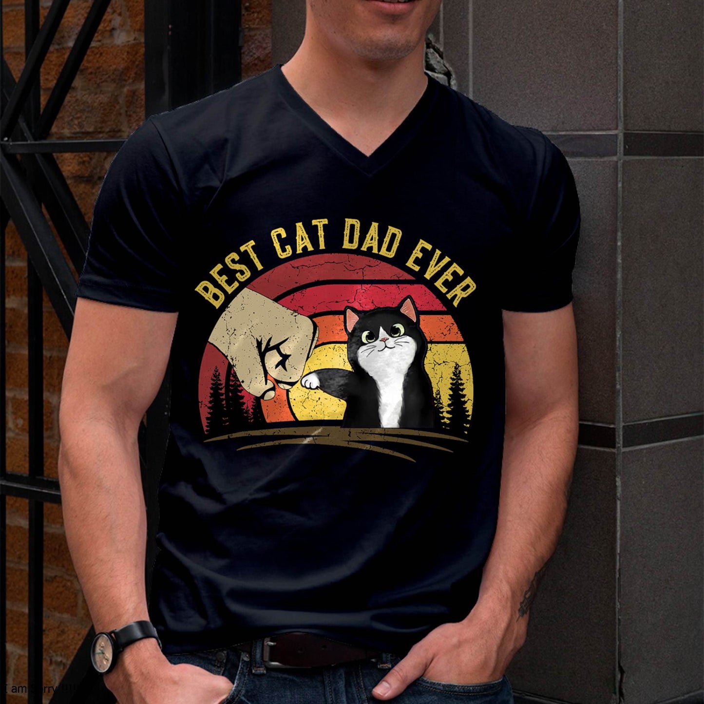 Cat Daddy Father's Day Cat Dad, Retro Best cat Dad Ever T-Shirt