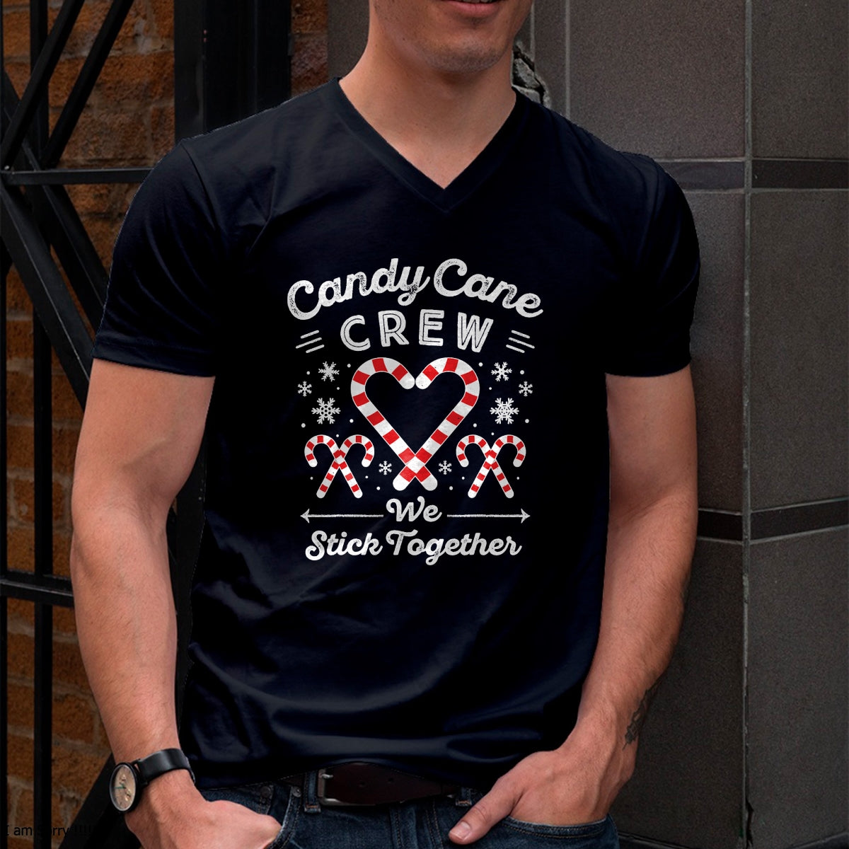 Christmas Candy Cane Heart Holiday Family Matching Pajama PJ T-Shirt - Christmas Unisex T-Shirt/Hoodie/Sweatshirt - SNOW00