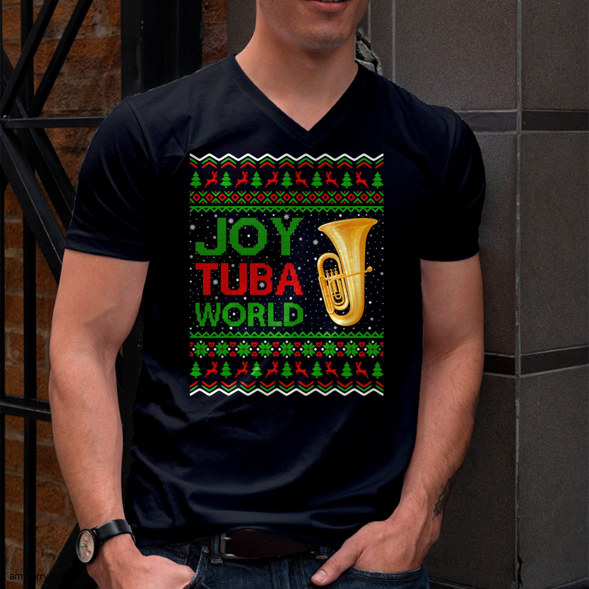 Joy Tuba World Music Lover Xmas Gift Ugly Tuba Christmas T-Shirt - Christmas Unisex T-Shirt/Hoodie/Sweatshirt - SNOW00