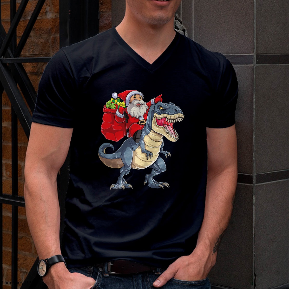 Dinosaur T rex Christmas Santa Boys Men Girls Xmas Squad T-Shirt - Christmas Unisex T-Shirt/Hoodie/Sweatshirt - SNOW00