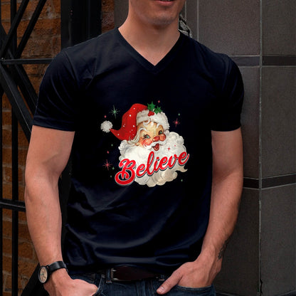 Vintage Santa Claus Believe Christmas Women Boys Girls T-Shirt - Christmas Unisex T-Shirt/Hoodie/Sweatshirt - SNOW00