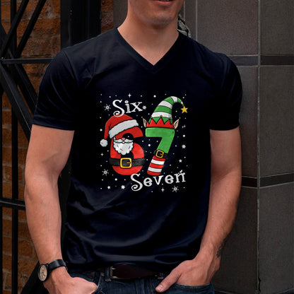 Funny Six Seven 67 Meme 6 7 Elf Santa Christmas Pajamas Kids T-Shirt  - Christmas Unisex T-Shirt/Hoodie/Sweatshirt - SNOW00