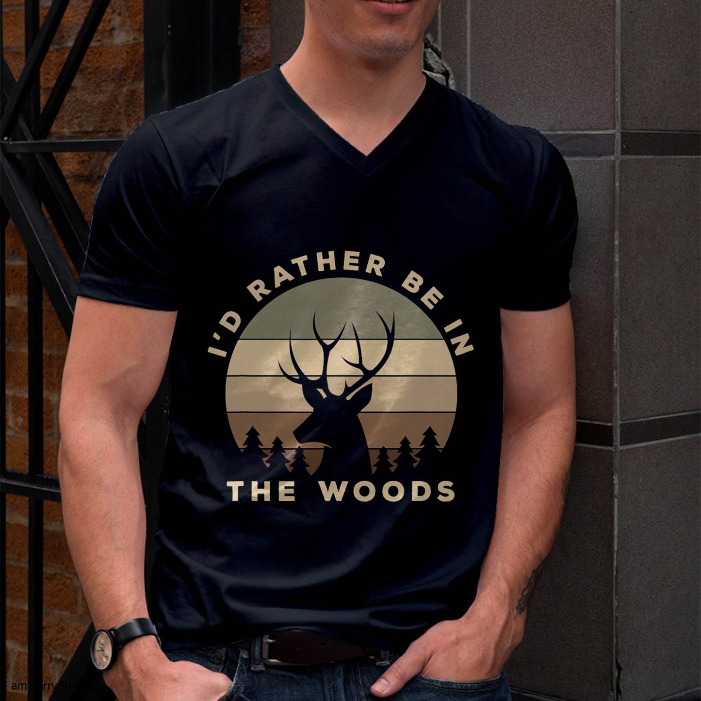 I'd Rather Be in The Woods Deer Hunting T-Shirt