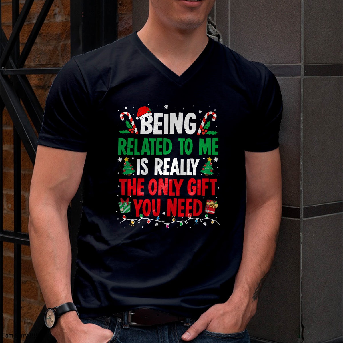 Being Related To Me Funny Christmas Family Xmas Pajamas T-Shirt  - Christmas Unisex T-Shirt/Hoodie/Sweatshirt - SNOW00