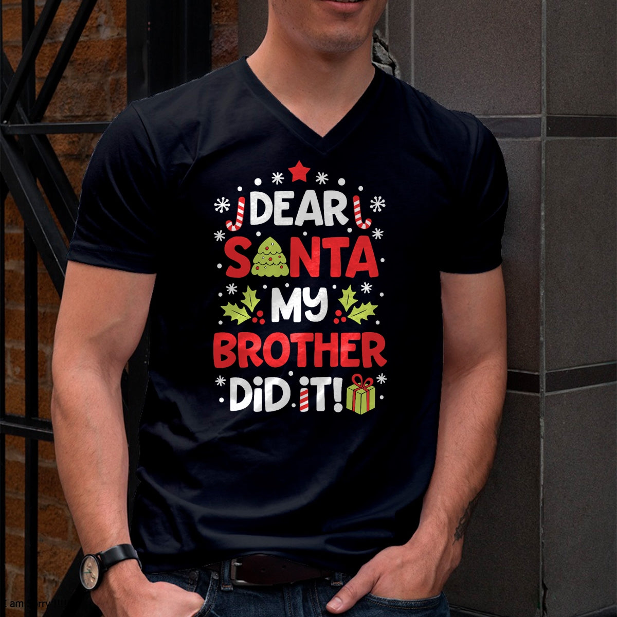 Dear Santa My Brother Did It Funny Christmas Girls Kids Boys Short Sleeve T-Shirt - Christmas Unisex T-Shirt/Hoodie/Sweatshirt - SNOW00