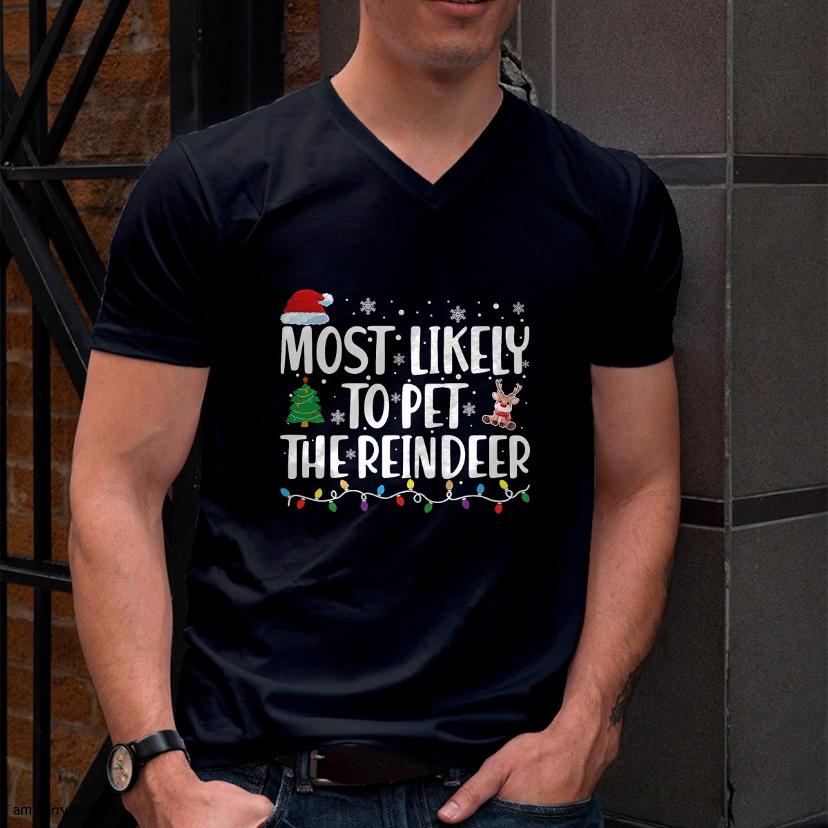 Most Likely To Pet The Reindeer Family Matching Christmas T-Shirt - Christmas Unisex T-Shirt/Hoodie/Sweatshirt - SNOW00