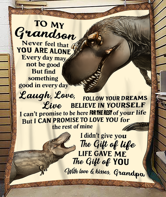 BLANKET FOR GRANDSON – COMFORT & WARMTH GIFT FROM GRANDPA  Sherpa Fleece Quilt Blanket NTTD00 (SKUB-BLK-GPKL)