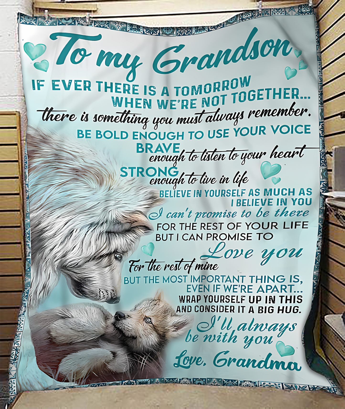 BLANKET FOR GRANDSON – COMFORT & WARMTH GIFT FROM GRANDMA  Sherpa Fleece Quilt Blanket NTTD00 (SKUB06-109)