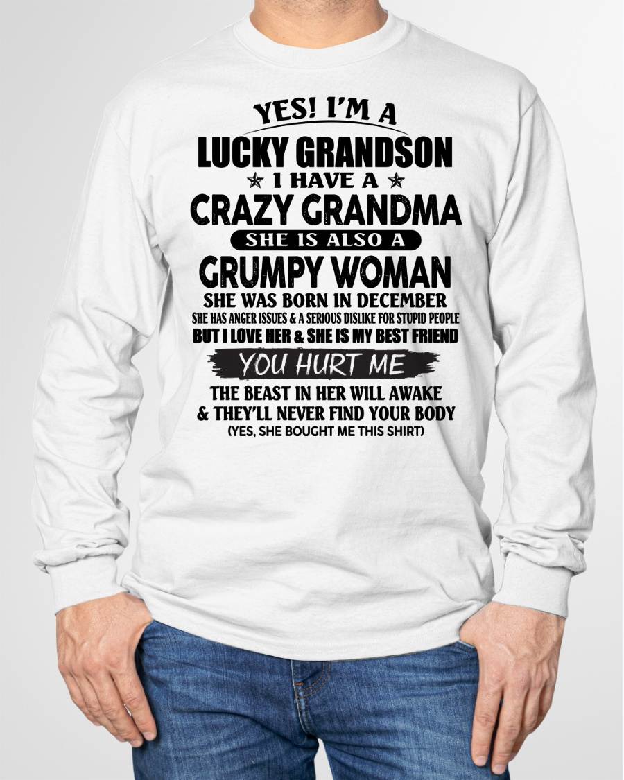 DECEMBER - LUCKY GRANDSON OF CRAZY GRANDMA -  PERFECT GIFT FROM GRANDMA - SNOW12 (SKU12-113-12)