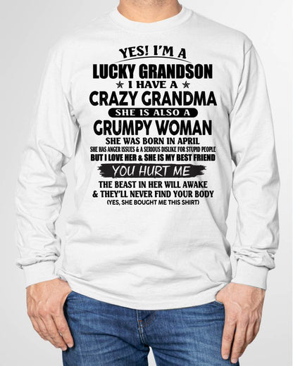 APRIL - LUCKY GRANDSON OF CRAZY GRANDMA -  PERFECT GIFT FROM GRANDMA - SNOW04 (SKU12-113-04)