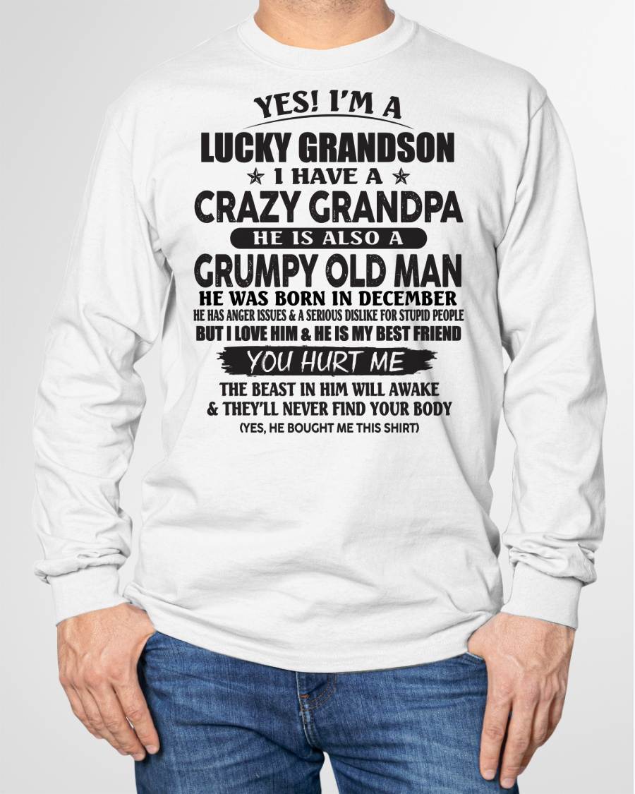 DECEMBER - LUCKY GRANDSON OF CRAZY GRANDPA -  PERFECT GIFT FROM GRANDPA - SNOW12 (SKU12-145-12)