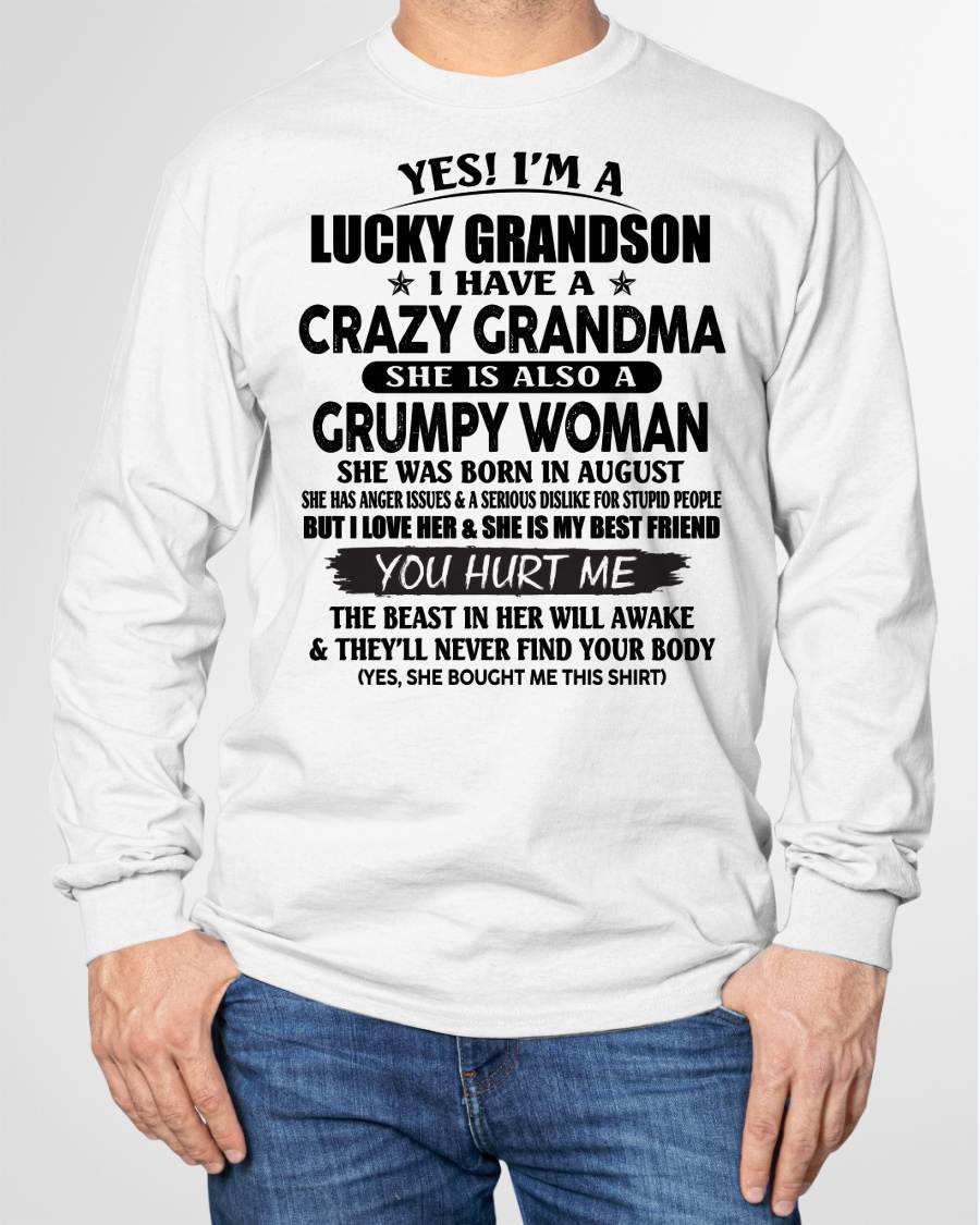 AUGUST - LUCKY GRANDSON OF CRAZY GRANDMA -  PERFECT GIFT FROM GRANDMA - SNOW08 (SKU12-113-08)