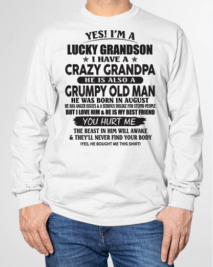 AUGUST - LUCKY GRANDSON OF CRAZY GRANDPA -  PERFECT GIFT FROM GRANDPA - SNOW08 (SKU12-145-08)