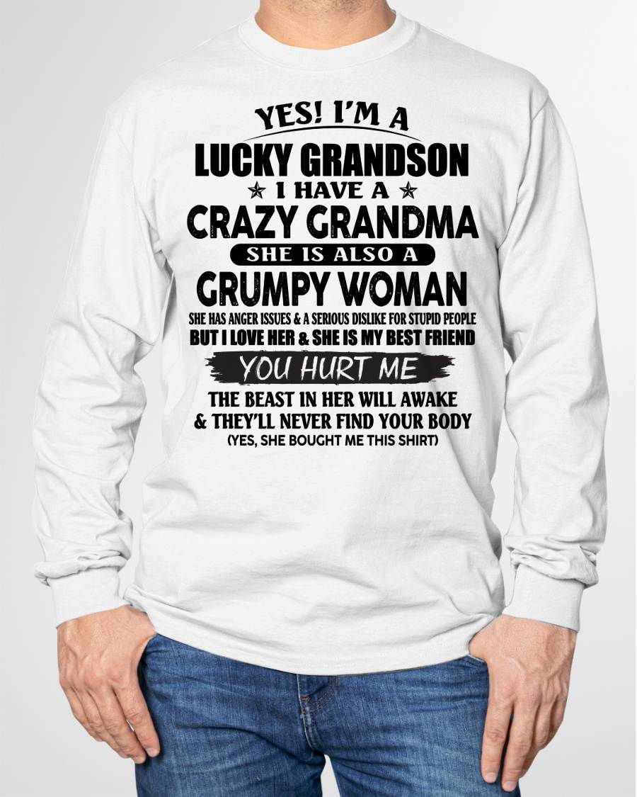 LUCKY GRANDSON OF CRAZY GRANDMA -  PERFECT GIFT FROM GRANDMA - snow00 (SKU12-113-00)