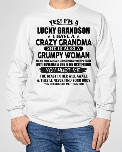 LUCKY GRANDSON OF CRAZY GRANDMA -  PERFECT GIFT FROM GRANDMA - snow00 (SKU12-113-00)