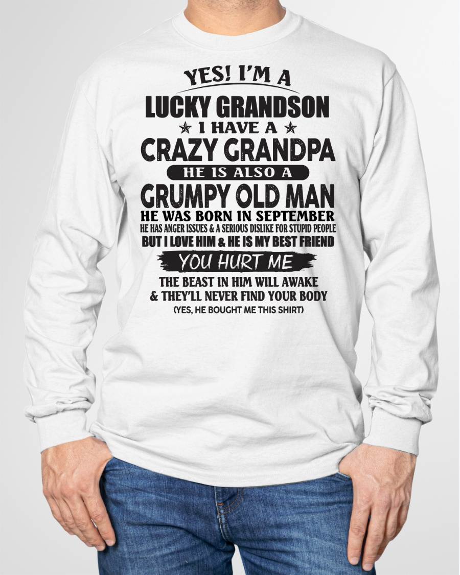 SEPTEMBER - LUCKY GRANDSON OF CRAZY GRANDPA -  PERFECT GIFT FROM GRANDPA - SNOW09 (SKU12-145-09)