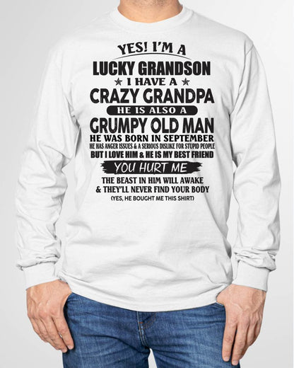 SEPTEMBER - LUCKY GRANDSON OF CRAZY GRANDPA -  PERFECT GIFT FROM GRANDPA - SNOW09 (SKU12-145-09)