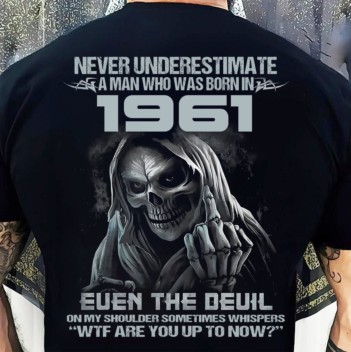 NEVER UNDERESTIMATE A MAN WHO WAS BORN IN 1961 - US1961 (SKU07-58-1961) male
