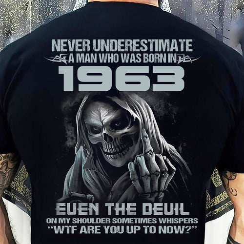 NEVER UNDERESTIMATE A MAN WHO WAS BORN IN 1963 - US1963 (SKU07-58-1963) male