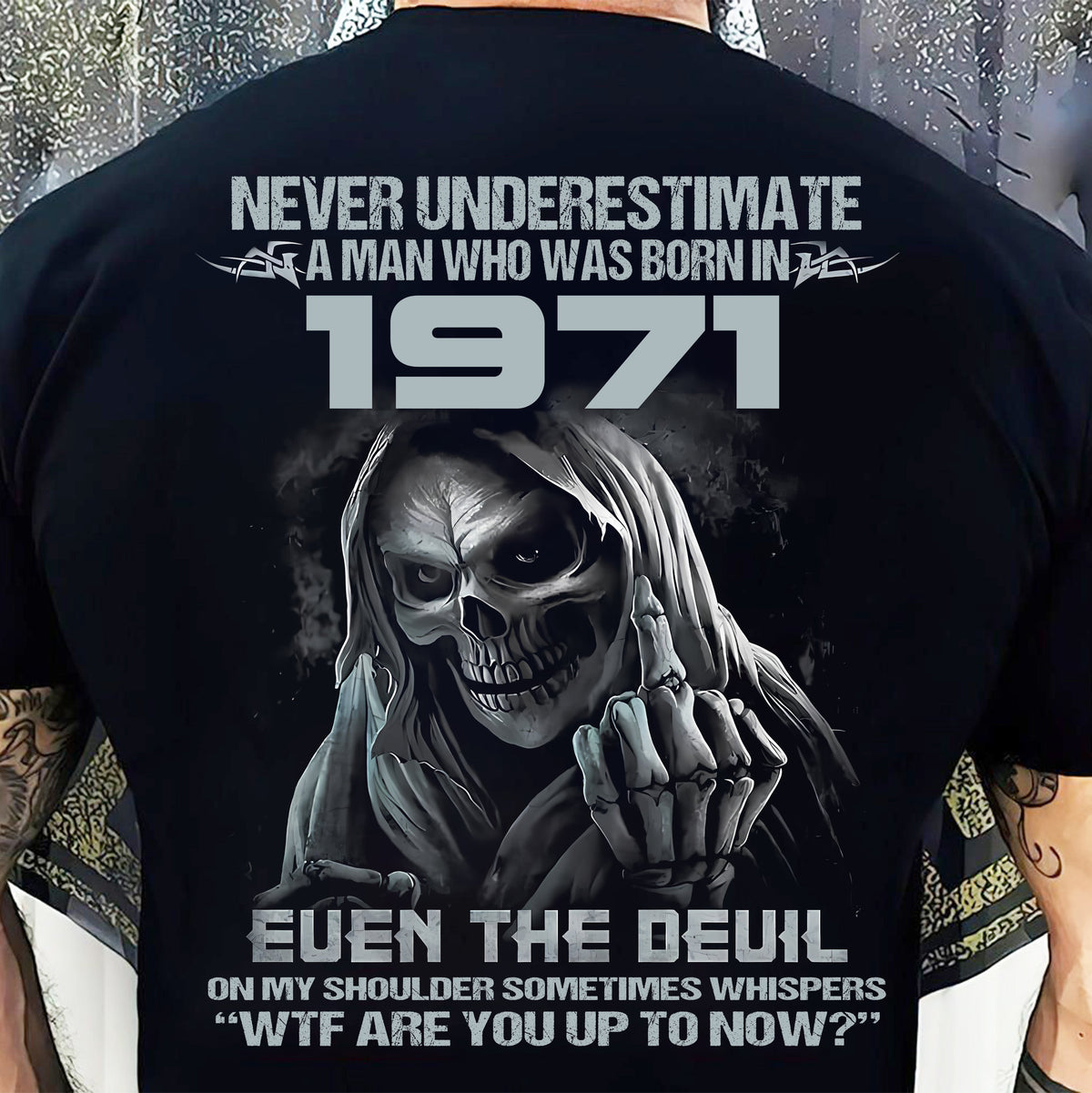 NEVER UNDERESTIMATE A MAN WHO WAS BORN IN 1971 - US1971 (SKU07-58-1971) male
