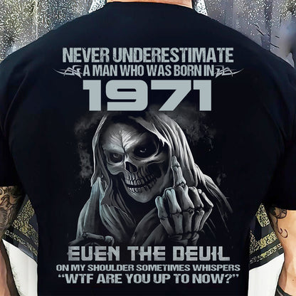 NEVER UNDERESTIMATE A MAN WHO WAS BORN IN 1971 - US1971 (SKU07-58-1971) male