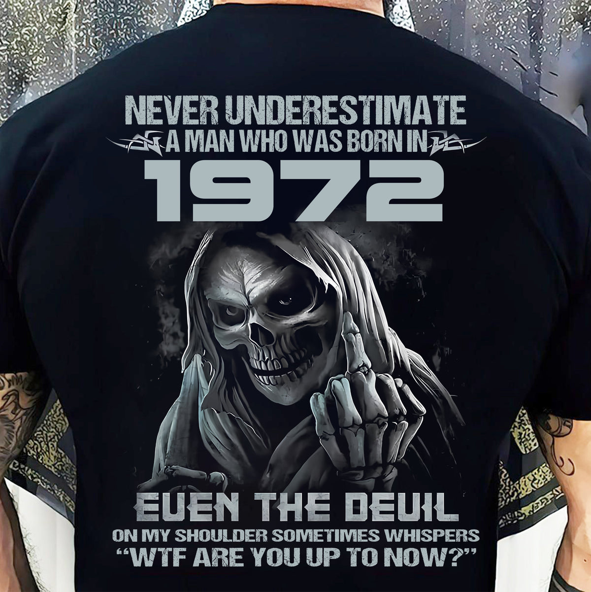 NEVER UNDERESTIMATE A MAN WHO WAS BORN IN 1972 - US1972 (SKU07-58-1972) male