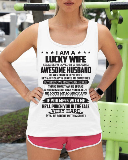 SEPTEMBER, I’M LOVED BY A FREAKING AWESOME HUSBAND, GIFT T SHIRT FROM HUSBAND TO WIFE - SNOW MALE09 (SKU26T-01142-09)