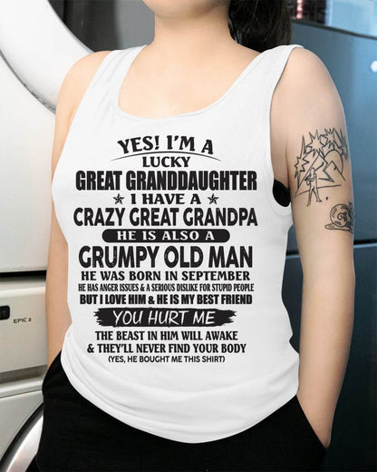 SEPTEMBER - LUCKY GREAT GRANDDAUGHTER OF CRAZY GREAT GRANDPA - PERFECT GIFT FROM GREAT GRANDPA - SNOW09 (SKU12-287-09)