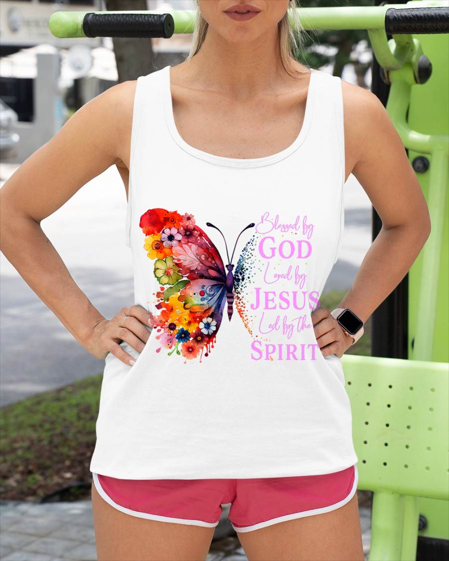 Blessed by God Loved by Jesus Butterfly T-Shirt