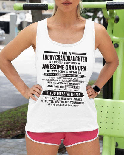 I Am A Lucky Granddaughter T-Shirt – Birthday Gift From October Grandpa / Man - snow10 (SKU11-122-10)