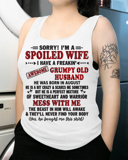 AUGUST - SPOILED WIFE OF AWESOME GRUMPY OLD HUSBAND - PERFECT GIFT FROM HUSBAND - SNOW08 (SKU12-111-08)