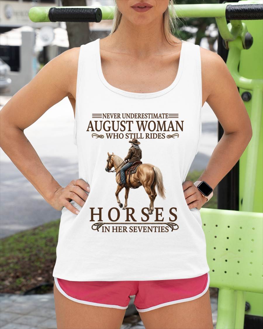 AUGUST SHIRT, A WOMAN WHO STILL RIDES HORSES IN HER SEVENTIES - SNOW08 (SKU2604-287-08)