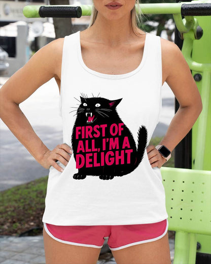First of All I'm a Delight Roaring Black cat T-Shirt
