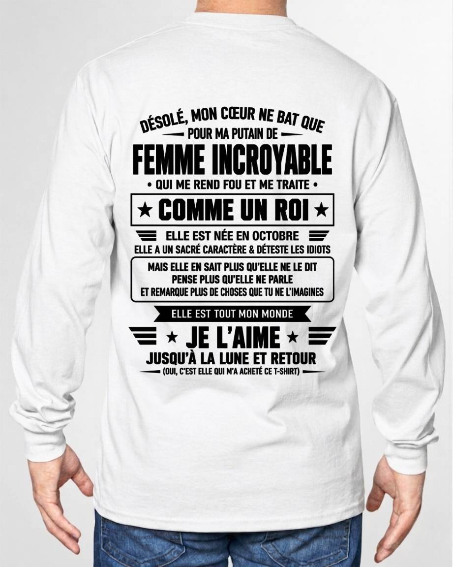 OCTOBRE T-SHIRT, JE L’AIME JUSQU’À LA LUNE ET RETOUR - T-SHIRT DE FEMME POUR SON MARI - SNOW10 (SKU2609-32-10)