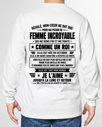 OCTOBRE T-SHIRT, JE L’AIME JUSQU’À LA LUNE ET RETOUR - T-SHIRT DE FEMME POUR SON MARI - SNOW10 (SKU2609-32-10)