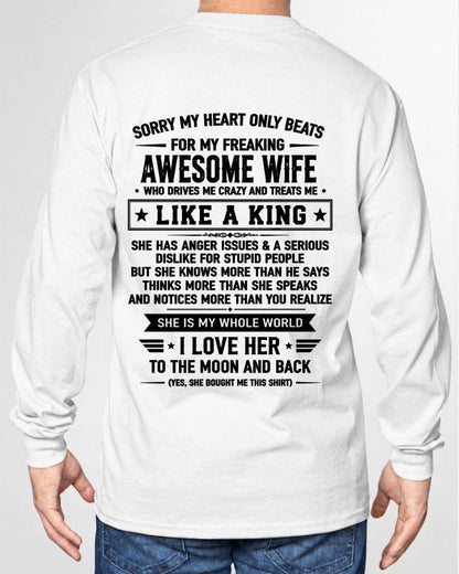 MY WIFE TREATS ME LIKE A KING - SHIRT FROM WIFE TO HUSBAND - SNOW00 (SKU2608-608-00)