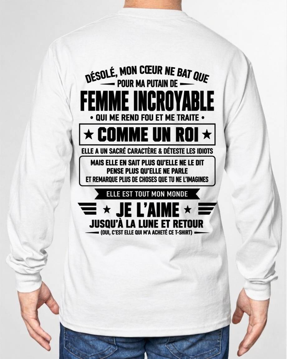 JE L’AIME JUSQU’À LA LUNE ET RETOUR - T-SHIRT DE FEMME POUR SON MARI - SNOW00 (SKU2609-32-00)